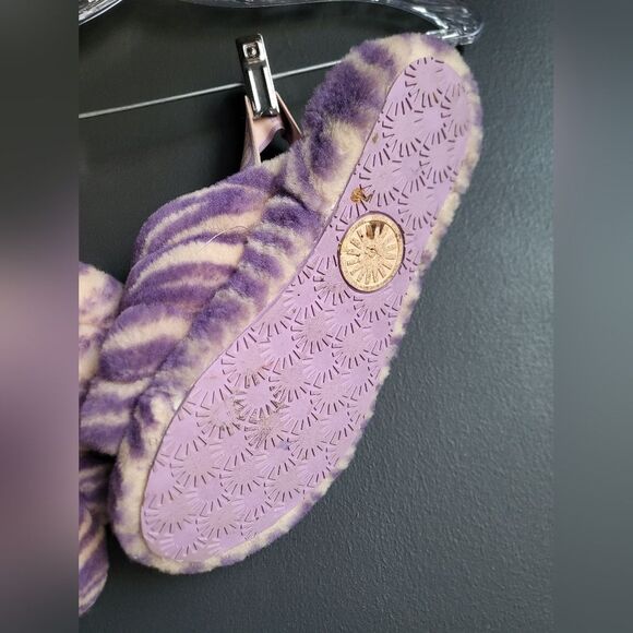 UGG FLUFF YEAH SLIDE Zebra Purple Cream SLIP ON SANDAL US 9 / EU 40 / UK 7 - Picture 9 of 15